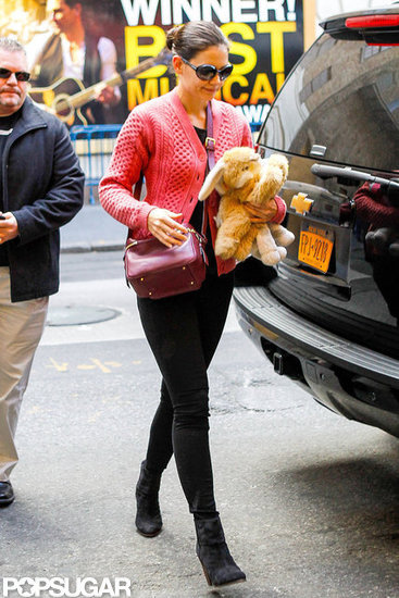 Katie Holmes carried one of Suri Cruise's stuffed animals.
Katie Holmes carried one of Suri Cruise's stuffed animals.