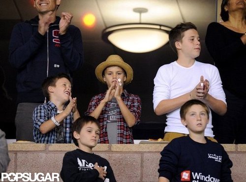 Brooklyn Beckham, Romeo Beckham, and Cruz Beckham cheered on dad David Beckham at his LA Galaxy playoff game.
Brooklyn Beckham, Romeo Beckham, and Cruz Beckham cheered on dad David Beckham at his LA Galaxy playoff game.