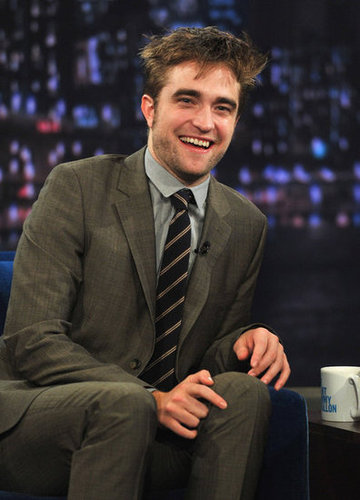 Robert Pattinson laughed while filming Late Night With Jimmy Fallon in NYC.
Robert Pattinson laughed while filming Late Night With Jimmy Fallon in NYC.