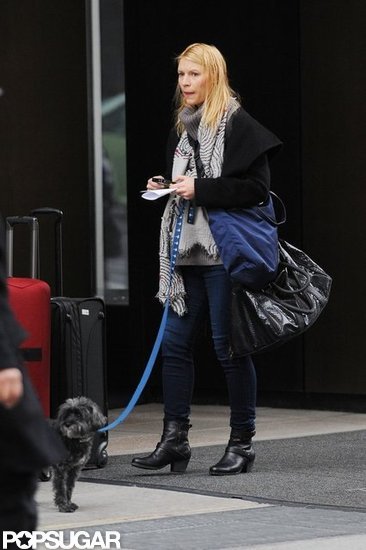 Claire Danes wore black boots in NYC. Claire Danes wore black boots in NYC.