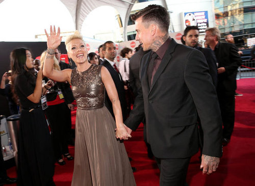 Pink and Carey Hart arrived at the American Music Awards.
Pink and Carey Hart arrived at the American Music Awards.