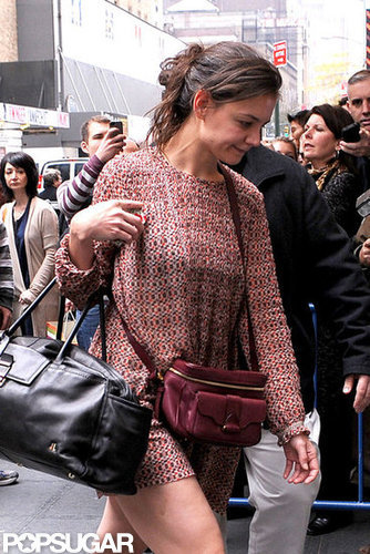 Katie Holmes donned a short dress to arrive at her show in NYC.
Katie Holmes donned a short dress to arrive at her show in NYC.