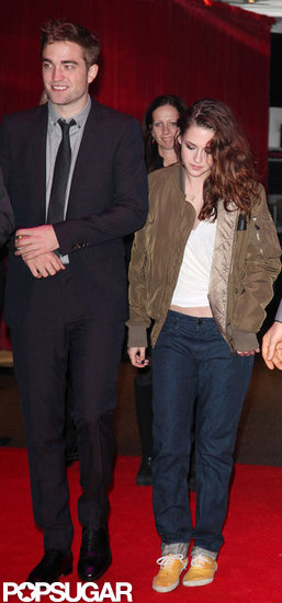 Kristen Stewart wore jeans and a bomber jacket to the party.
Kristen Stewart wore jeans and a bomber jacket to the party.