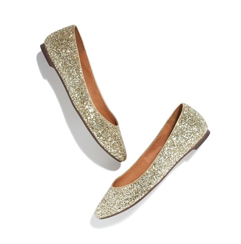Update your everyday flat with these Madewell Glitter Skimmers ($118) — then take them out with a pair of cropped trousers and a jeweled peplum top for party time.
Update your everyday flat with these Madewell Glitter Skimmers ($118) — then take them out with a pair of cropped trousers and a jeweled peplum top for party time.