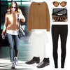 Mandy Moore Wearing Tan Sweater and Black Pants