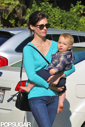 Xander Jones went barefoot while January Jones carried him.
Xander Jones went barefoot while January Jones carried him.