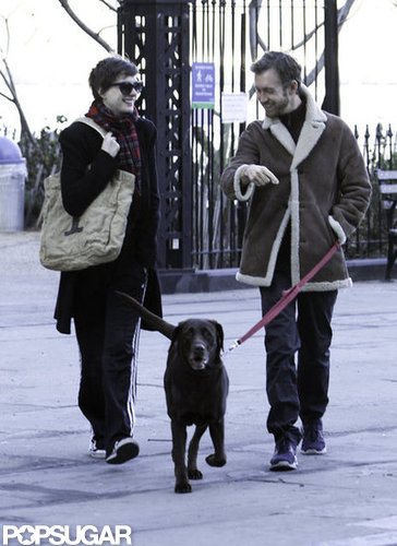 Anne Hathaway and Adam Shulman hung close to home with their dog.
Anne Hathaway and Adam Shulman hung close to home with their dog.