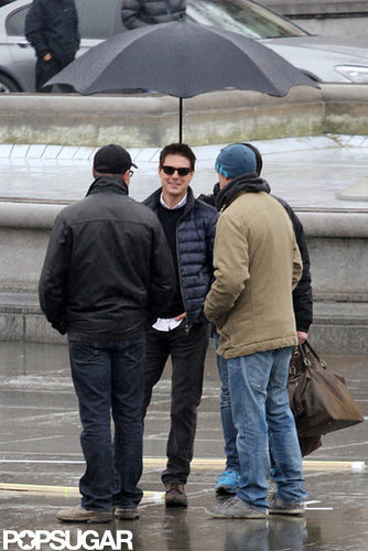 Tom Cruise chatted on set in London.
Tom Cruise chatted on set in London.