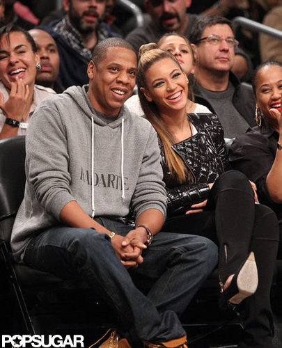 Beyoncé and Jay-Z smiled big during a Brooklyn Nets game.
Beyoncé and Jay-Z smiled big during a Brooklyn Nets game.