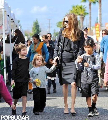 Angelina Jolie brought Shiloh, Pax, and Knox Jolie-Pitt to a farmers market in LA in January.
Angelina Jolie brought Shiloh, Pax, and Knox Jolie-Pitt to a farmers market in LA in January.