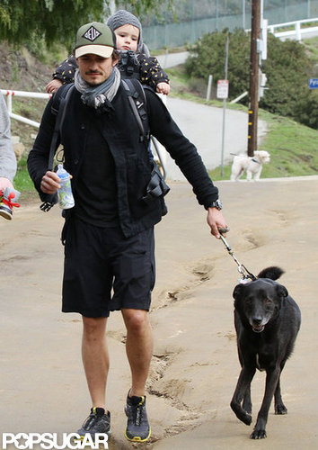 Orlando Bloom and Flynn Bloom walked with their dog.
Orlando Bloom and Flynn Bloom walked with their dog.