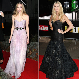 Elle MacPherson Black Dress; Amanda Seyfried Lilac McQueen