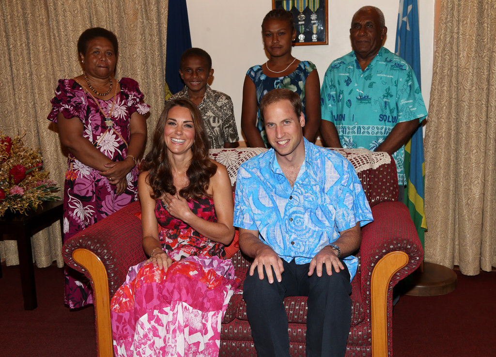 Kate and William wore traditional gear while visiting Guadalcanal Island in September 2012.
Kate and William wore traditional gear while visiting Guadalcanal Island in September 2012.