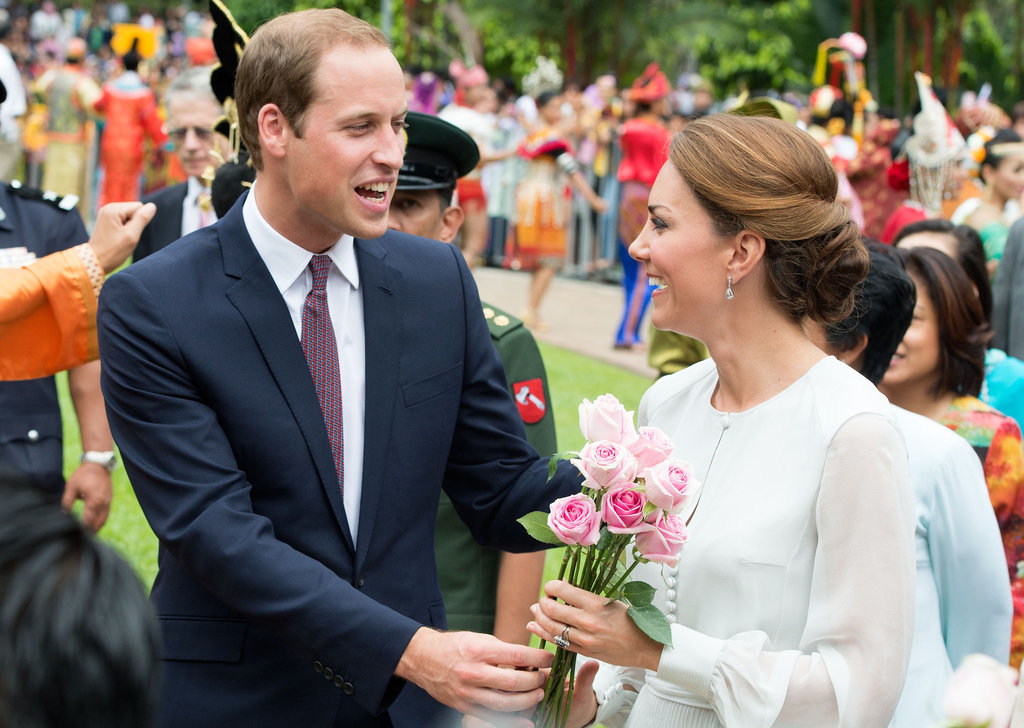 In September 2012, William presented Kate with flowers during stop in Kuala Lumpur.
In September 2012, William presented Kate with flowers during stop in Kuala Lumpur.
