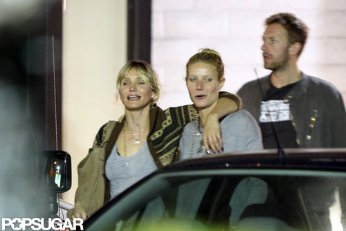 In October 2012, Chris Martin and Gwyneth Paltrow went to dinner in LA with pal Cameron Diaz.
In October 2012, Chris Martin and Gwyneth Paltrow went to dinner in LA with pal Cameron Diaz.