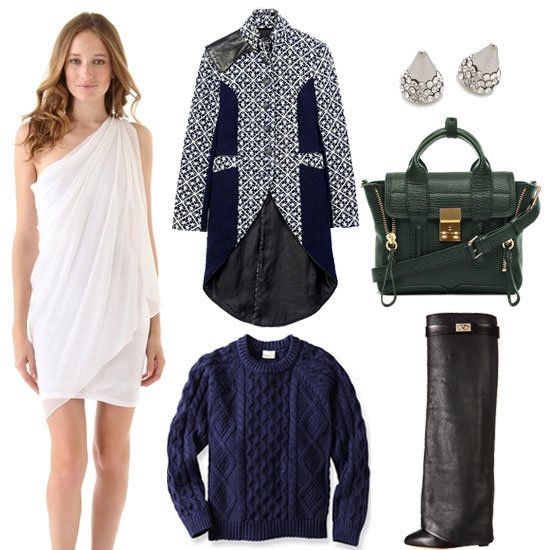 Style your little white dress with an oversize sweater, printed coat, and knee-high boots for a look that's both chic and cozy.
Shop the look:
Alice + Olivia Skye draped silk dress ($138, originally $396)
Rag and Bone Trooper tailcoat ($975, originally $1,395)
L.L. Bean kids' fisherman's sweater ($40)
Vita Fede Titan studs ($288)
3.1 Phillip Lim Pashli mini ($650)
Givenchy shark tooth covered shaft knee boot ($1, 695)
Style your little white dress with an oversize sweater, printed coat, and knee-high boots for a look that's both chic and cozy.
Shop the look:
Alice + Olivia Skye draped silk dress ($138, originally $396)
Rag and Bone Trooper tailcoat ($975, originally $1,395)
L.L. Bean kids' fisherman's sweater ($40)
Vita Fede Titan studs ($288)
3.1 Phillip Lim Pashli mini ($650)
Givenchy shark tooth covered shaft knee boot ($1, 695)