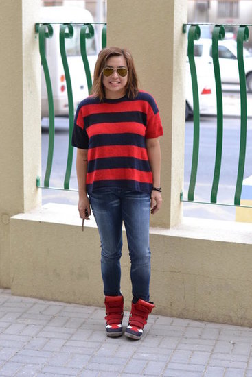 On red.