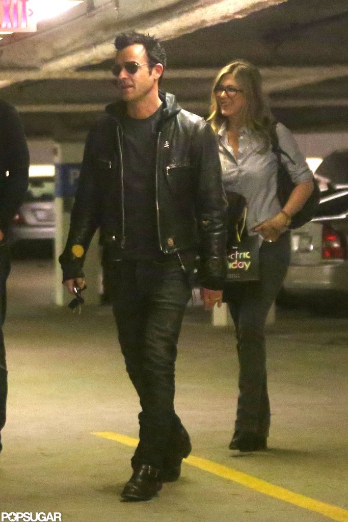 Jennifer Aniston and Justin Theroux left Barneys. Jennifer Aniston and Justin Theroux left Barneys.