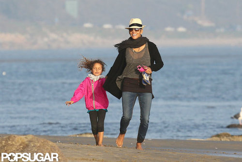 Halle Berry and Nahla Stroll and Twirl in the Sand Halle Berry and Nahla Stroll and Twirl in the Sand