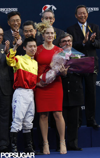 Kate Winslet toasted Hong Kong jockey Matthew Chadwick.
Kate Winslet toasted Hong Kong jockey Matthew Chadwick.