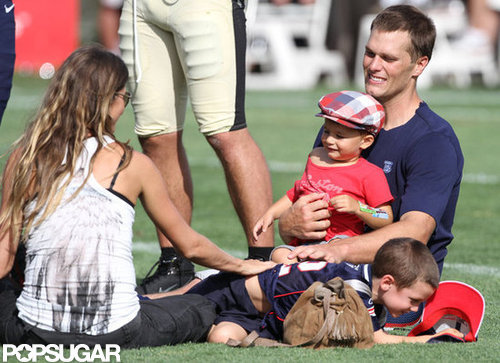 Gisele Bündchen and Tom Brady had a family day with Jack Moynahan and Benjamin Brady in August at the Patriots training camp near Boston.
Gisele Bündchen and Tom Brady had a family day with Jack Moynahan and Benjamin Brady in August at the Patriots training camp near Boston.