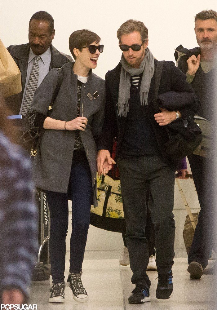 Anne Hathaway Shows Her Award Season Excitement With Adam Anne Hathaway Shows Her Award Season Excitement With Adam