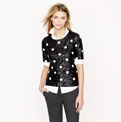Wear this J.Crew Sequin Polka-Dot Top ($98, originally $128) to get festive this season, then again and again as a great going-out.
Wear this J.Crew Sequin Polka-Dot Top ($98, originally $128) to get festive this season, then again and again as a great going-out.