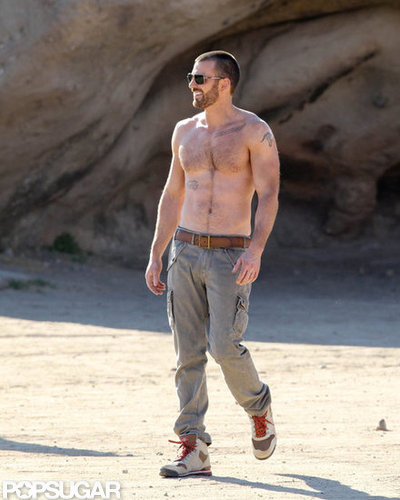 Chris Evans was sans shirt while on set for a Details magazine shoot in LA this February.
Chris Evans was sans shirt while on set for a Details magazine shoot in LA this February.
