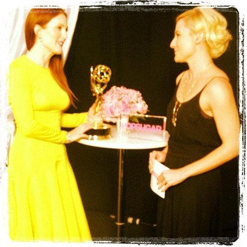 We captured this photo of the seriously stunning Julianne Moore in our backstage interview room at the Emmys.
We captured this photo of the seriously stunning Julianne Moore in our backstage interview room at the Emmys.