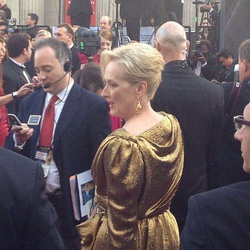 Meryl Streep looked Oscar-ready in her golden gown when we snapped this pic from the red carpet.
Meryl Streep looked Oscar-ready in her golden gown when we snapped this pic from the red carpet.