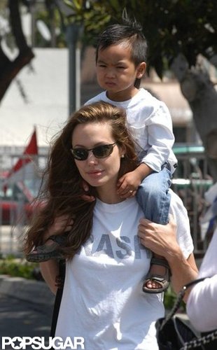 Angelina Jolie and her son Maddox hung out in Santa Monica, CA, in April 2004.
Angelina Jolie and her son Maddox hung out in Santa Monica, CA, in April 2004.