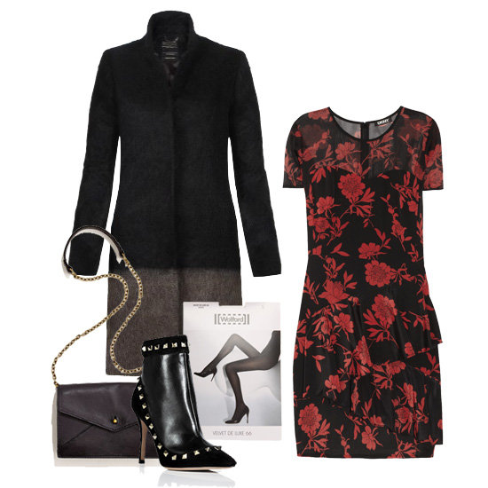 Dressy florals aren't a new concept by any means, but we love this sultry take on red and black romanticism. Inspired by Liv Tyler's night-out look, we've styled up a fitted floral dress with black tights and a contrast coat, then accessorized with sexy studded booties and a chain-strap bag.
Shop this look:
AllSaints Strand Crombie Coat ($495)
DKNY Jocelyn Printed Stretch Silk Crepe de Chine Dress ($295)
Wolford Black Velvet Deluxe Tights ($30)
Valentino Black Leather Rockstud Ankle Boots ($1,005)
Madewell The Chain Minibag ($118)
Dressy florals aren't a new concept by any means, but we love this sultry take on red and black romanticism. Inspired by Liv Tyler's night-out look, we've styled up a fitted floral dress with black tights and a contrast coat, then accessorized with sexy studded booties and a chain-strap bag.
Shop this look:
AllSaints Strand Crombie Coat ($495)
DKNY Jocelyn Printed Stretch Silk Crepe de Chine Dress ($295)
Wolford Black Velvet Deluxe Tights ($30)
Valentino Black Leather Rockstud Ankle Boots ($1,005)
Madewell The Chain Minibag ($118)