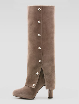 These Stuart Weitzman suede spats boots ($520, originally $695) aren't for everyone, but a gusty fashion gal can totally pull them off. They would pop against an all-black outfit.
These Stuart Weitzman suede spats boots ($520, originally $695) aren't for everyone, but a gusty fashion gal can totally pull them off. They would pop against an all-black outfit.