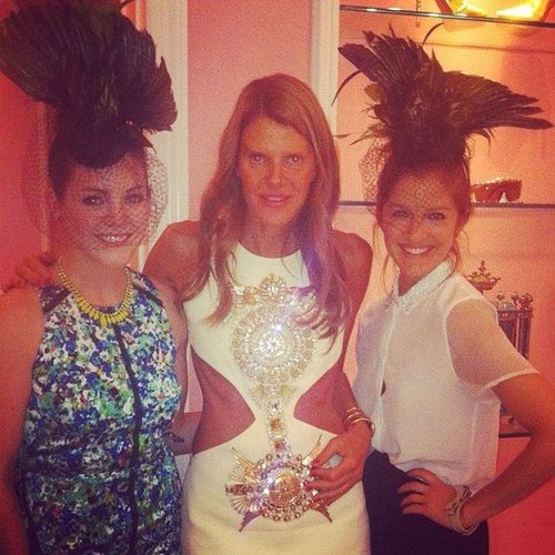 FabSugar TV's Allison McNamara and Liza Kaplan kicked it in fascinators with Anna Dello Russo during Fashion's Night Out.
FabSugar TV's Allison McNamara and Liza Kaplan kicked it in fascinators with Anna Dello Russo during Fashion's Night Out.