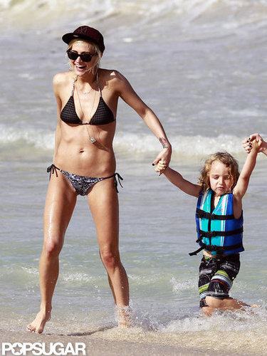 Ashlee Simpson held hands with Bronx Wentz.
Ashlee Simpson held hands with Bronx Wentz.