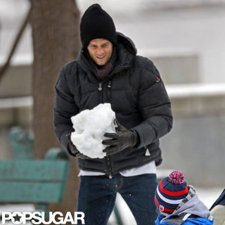 Tom Brady and Sons Have a Snow Fight in Boston