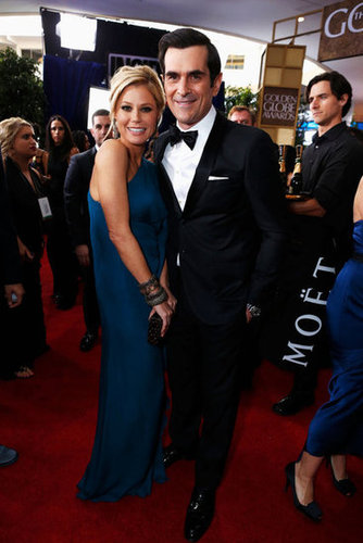Modern Family's Julie Bowen and Ty Burrell met up at the Golden Globes.
Modern Family's Julie Bowen and Ty Burrell met up at the Golden Globes.