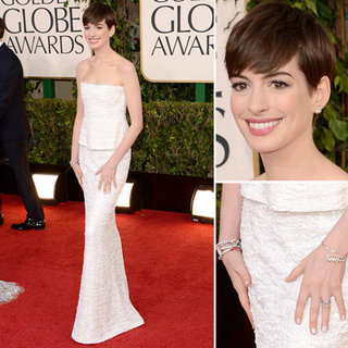 Pictures of Anne Hathway in Chanel at the 2013 Golden Globes
