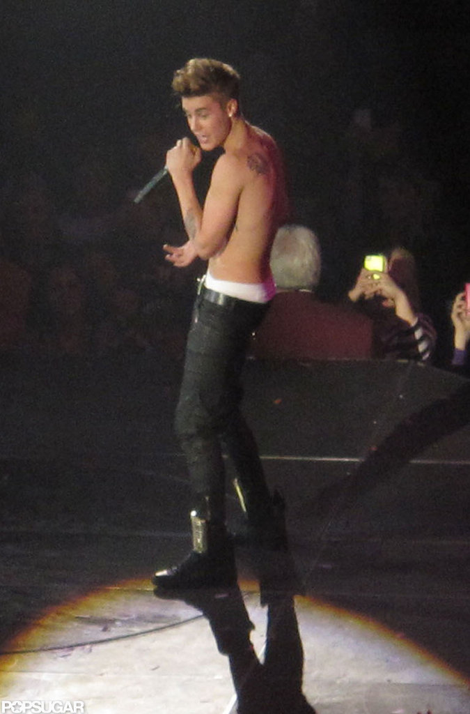 Justin Bieber performed shirtless in Salt Lake City. Justin Bieber performed shirtless in Salt Lake City.