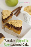 raw vegan pumpkin apple pie layered cake with pumpkin whipped cream