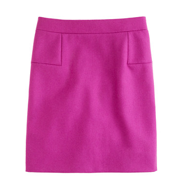 We dig the mod feel of this J.Crew fuchsia wool miniskirt ($50, originally $98) and imagine it with a black turtleneck, tights, and tall black boots.
We dig the mod feel of this J.Crew fuchsia wool miniskirt ($50, originally $98) and imagine it with a black turtleneck, tights, and tall black boots.