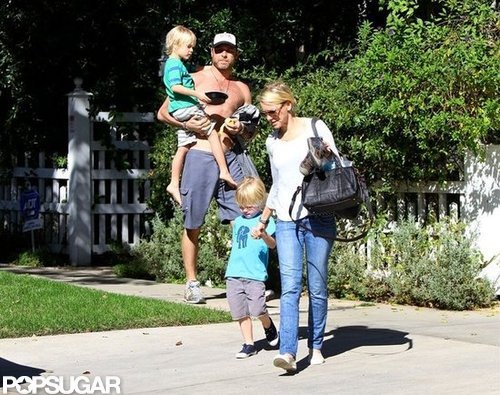 Naomi Watts and Shirtless Liev Spend Sunday With the Kids Naomi Watts and Shirtless Liev Spend Sunday With the Kids