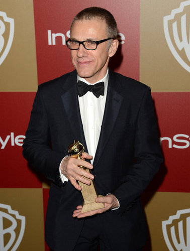 Christoph Waltz held his Golden Globe award.
Christoph Waltz held his Golden Globe award.