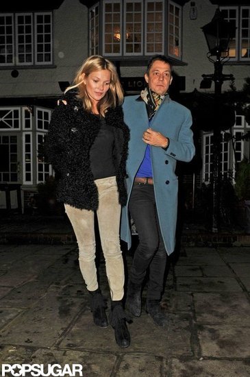 Kate Moss kept it casual for her birthday Wednesday night in London. Kate Moss kept it casual for her birthday Wednesday night in London.