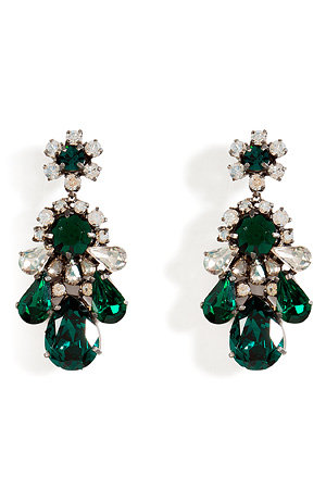 The mix of white and emerald crystals in these Shourouk Emerald Green Crystal Earrings ($440) make for a fun, elegant addition to your party look.
The mix of white and emerald crystals in these Shourouk Emerald Green Crystal Earrings ($440) make for a fun, elegant addition to your party look.