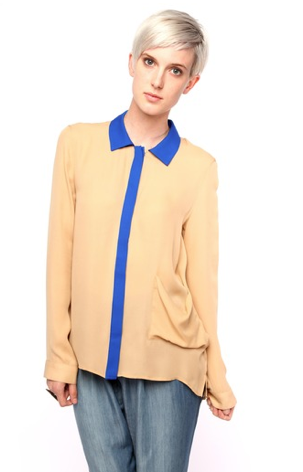 A basic camel button-down is great but this Gar-De colorblock blouse ($180) is so much more interesting to look at. Plus, we can't get enough of camel and cobalt together!
A basic camel button-down is great but this Gar-De colorblock blouse ($180) is so much more interesting to look at. Plus, we can't get enough of camel and cobalt together!