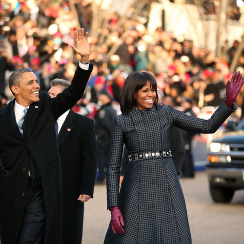 Barack Obama and Michelle Obama at Inauguration Parade