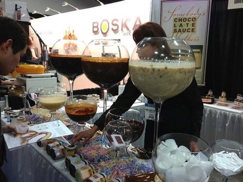 Goblets Full of Caramel and Chocolate Sauce Goblets Full of Caramel and Chocolate Sauce