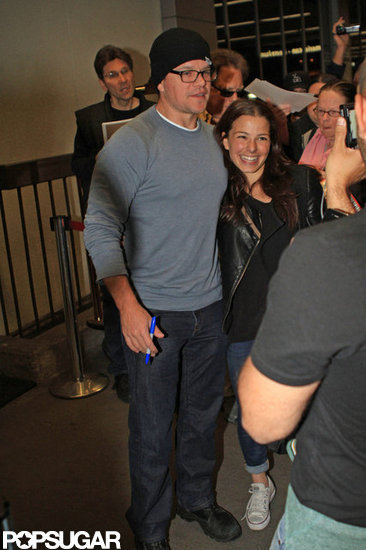 Matt Damon posed for photos with fans at the airport in LA. Matt Damon posed for photos with fans at the airport in LA.
