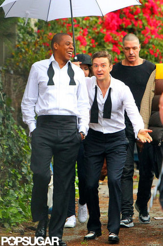 Justin Timberlake and Jay-Z Let Loose on the Set of "Suit & Tie" Justin Timberlake and Jay-Z Let Loose on the Set of "Suit & Tie"